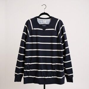Brooks Brothers men's navy and white striped sweatshirt with kangaroo pocket XXL